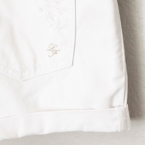 Lovers and Friends Shane Overall Shortall M Kinston White Denim Distressed $178 - Picture 12 of 16